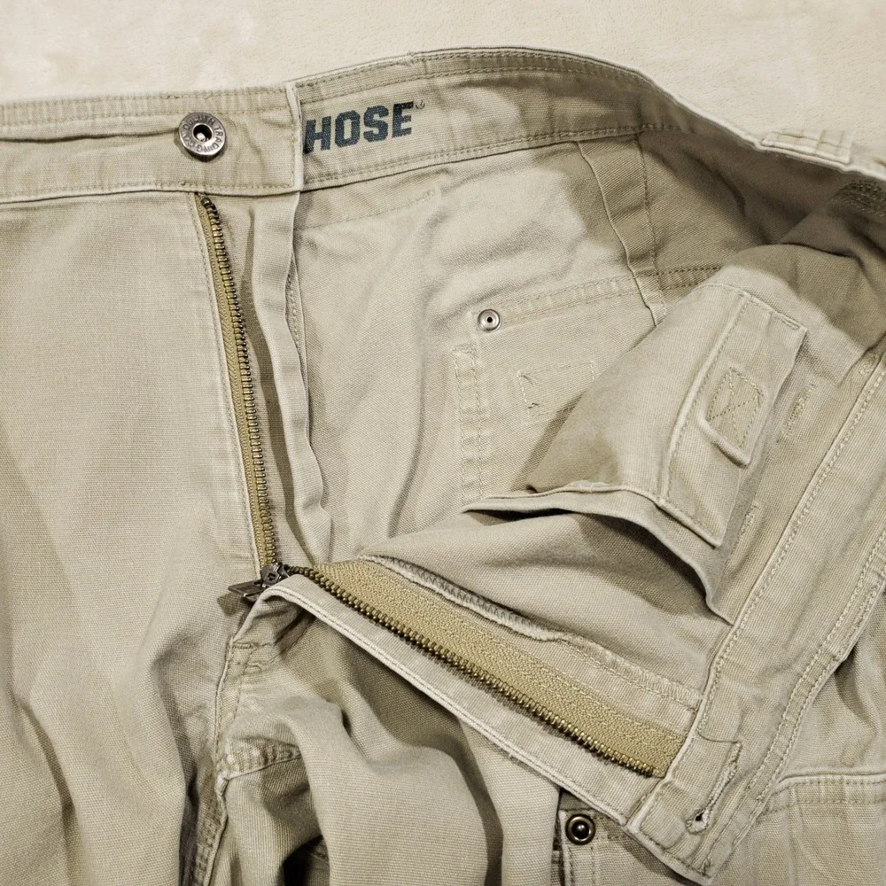 Duluth Trading Co Cargo Pants Mens 36x32 Tan Flex Fire Hose Workwear Trousers